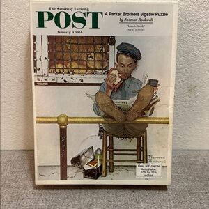 Parker Brothers Norman Rockwell Jigsaw Puzzle - White and Brown